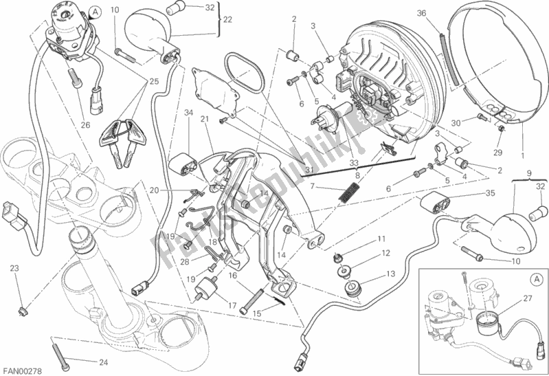 Tutte le parti per il Faro del Ducati Scrambler Icon Thailand USA 803 2015